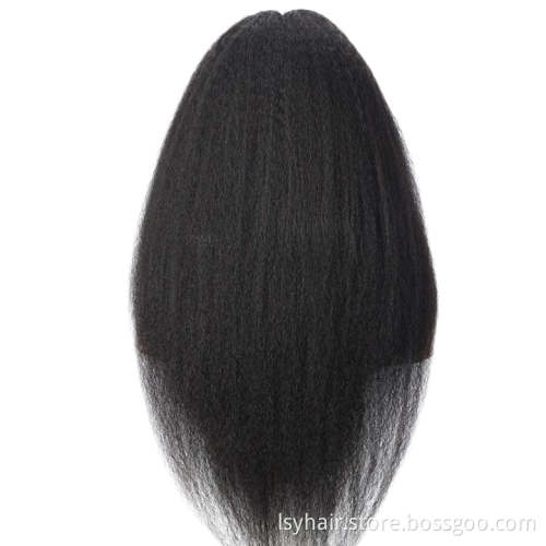 Thin V Part Wig Kinky Straight Natural Scalp Human Hair Wig Without Leave Out